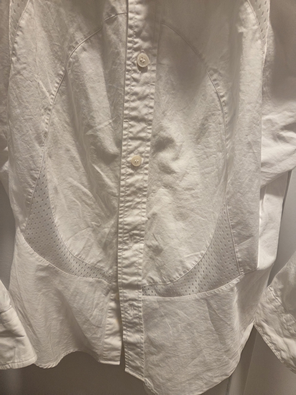 Junya Watanabe Comme des Garçons White Perforated Button-Up Shirt - Picture 7 of 7